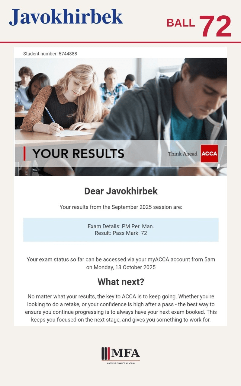 Javokhirbek — ACCA PM 72